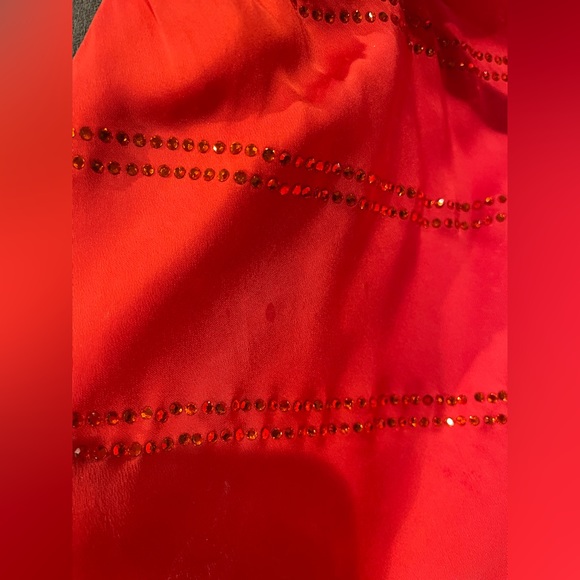 Retrofete red satin rhinestone asymmetrical dress - Picture 7 of 10